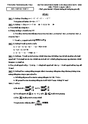 Đề thi chọn học sinh giỏi môn Toán Lớp 6 (Lần 1) - Năm học 2019-2020 - Trường THCS Hoằng Phụ (Có đáp án)
